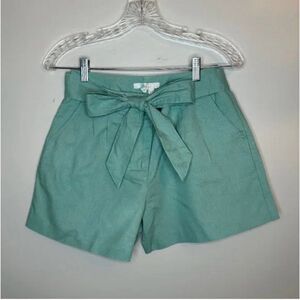 NWT Boden Seafoam Green High Waist Linen Blend Shorts with Fabric Belt Size 2